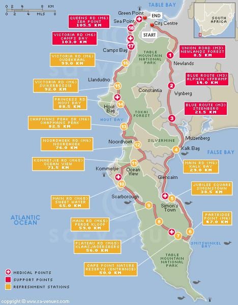harta e cape argus rrugë