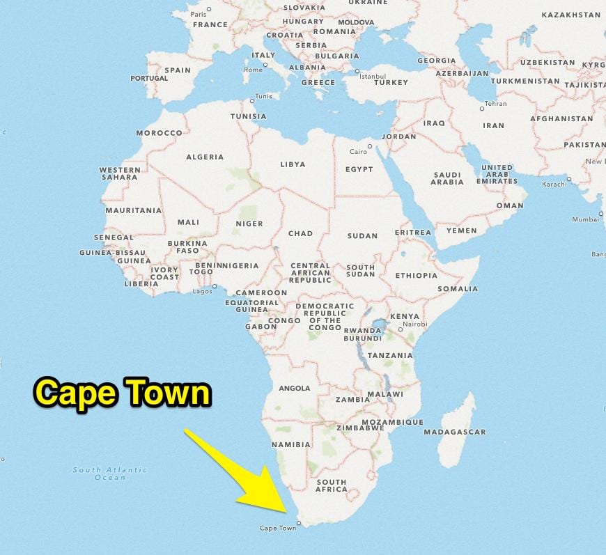 Cape Town vendndodhjen në hartë të botës