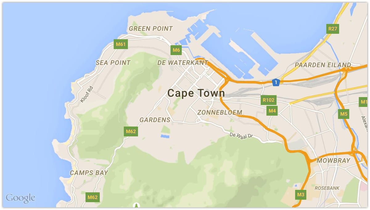 harta e de waterkant Cape Town