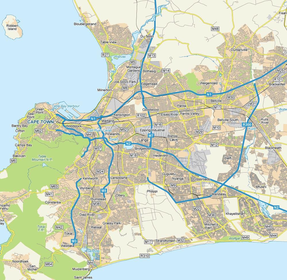harta e langa Cape Town