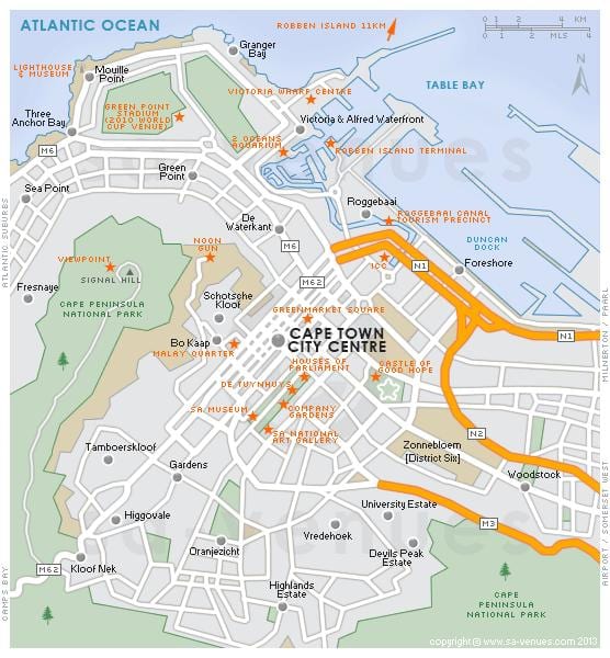 harta e shekullit qytetin Cape Town