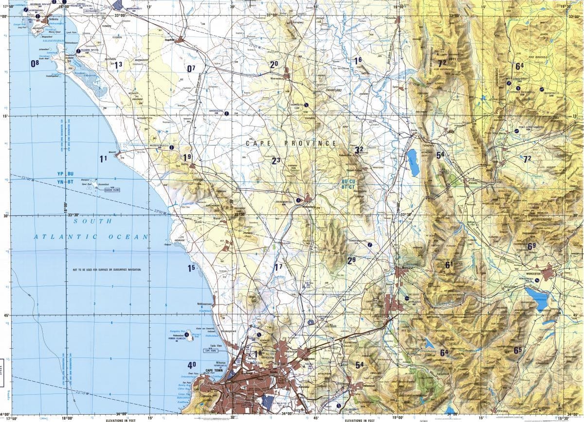 Cape Town topografike hartë
