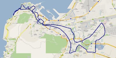 Harta e Cape Town maratone rrugë 