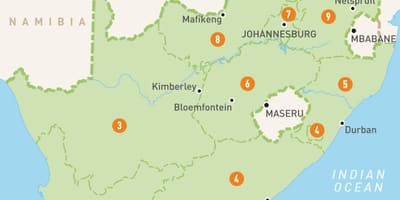 Cape Town në Afrikën e Jugut në një hartë