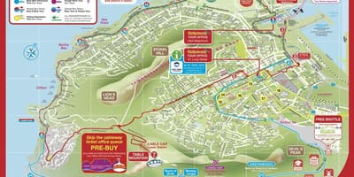 Harta e Cape Town qytetit shëtitje me autobus