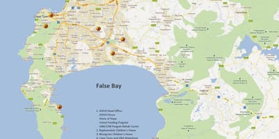 Harta e Cape Town zonën Afrika e Jugut
