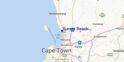 Harta e sunset beach Cape Town