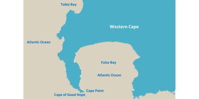 Harta e tabela gjirin Afrika e Jugut